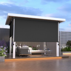 Outdoor Roller Shades for Patio New Material with 95% UV Protection, Cordless Patio Shades Roll Up Outdoor Blind with Crank Handle(6' W X 8' L) Black - 1 of 4