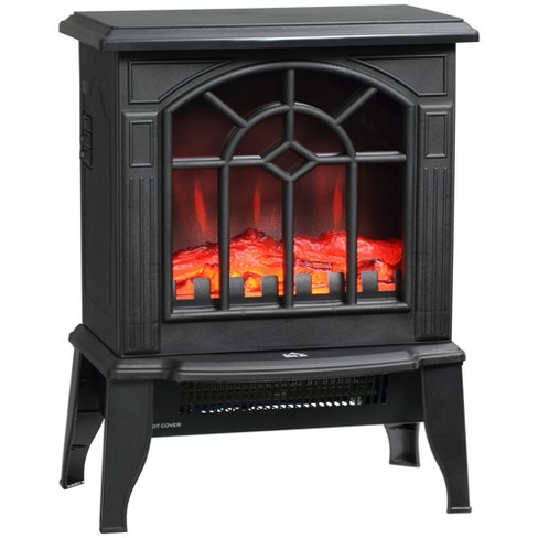 Homcom Electric Fireplace Heater, Fireplace Stove With Realistic Led Flames  And Logs And Overheating Protection, 750w/1500w, Black : Target