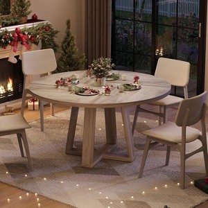 47 Inch Round Dining Table, Kitchen Table for 4-6 with Sturdy Cross-Shaped Base & Adjustable Foot Pads for Dining Room, Kitchen, Living room - 1 of 4