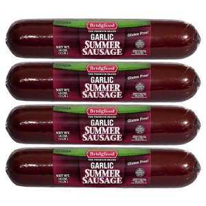 Bridgford Garlic Summer Sausage 16 oz - Gluten-Free High Protein Garlic Infused Ready-to-Eat Summer Sausage for No-Carb Keto Diets - 1 of 4