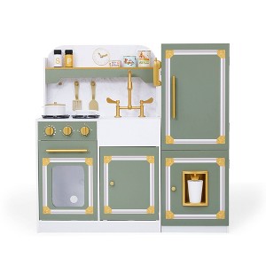 Teamson Kids Versailles Deluxe Play Kitchen Plus Refrigerator and 15 Accessories - Olive Green - 1 of 4