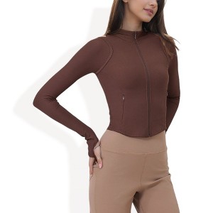 Anna-Kaci Active Women's Fitted Long Sleeve Athletic Top with Zipper Closure and Thumbhole Cuffs - 1 of 4