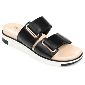 Journee Collection Womens Ashanti Slip On Slide Multi Strap Sandals Black 11 - 1 of 4