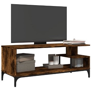 CLIHOME 42" Powder-Coated Steel TV Cabinet and Consoles Table With Open Self, Display Storage Cabinet - 1 of 4
