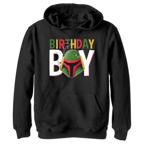 Boy s Star Wars Boba Fett Birthday Boy Pull Over Hoodie Black Large