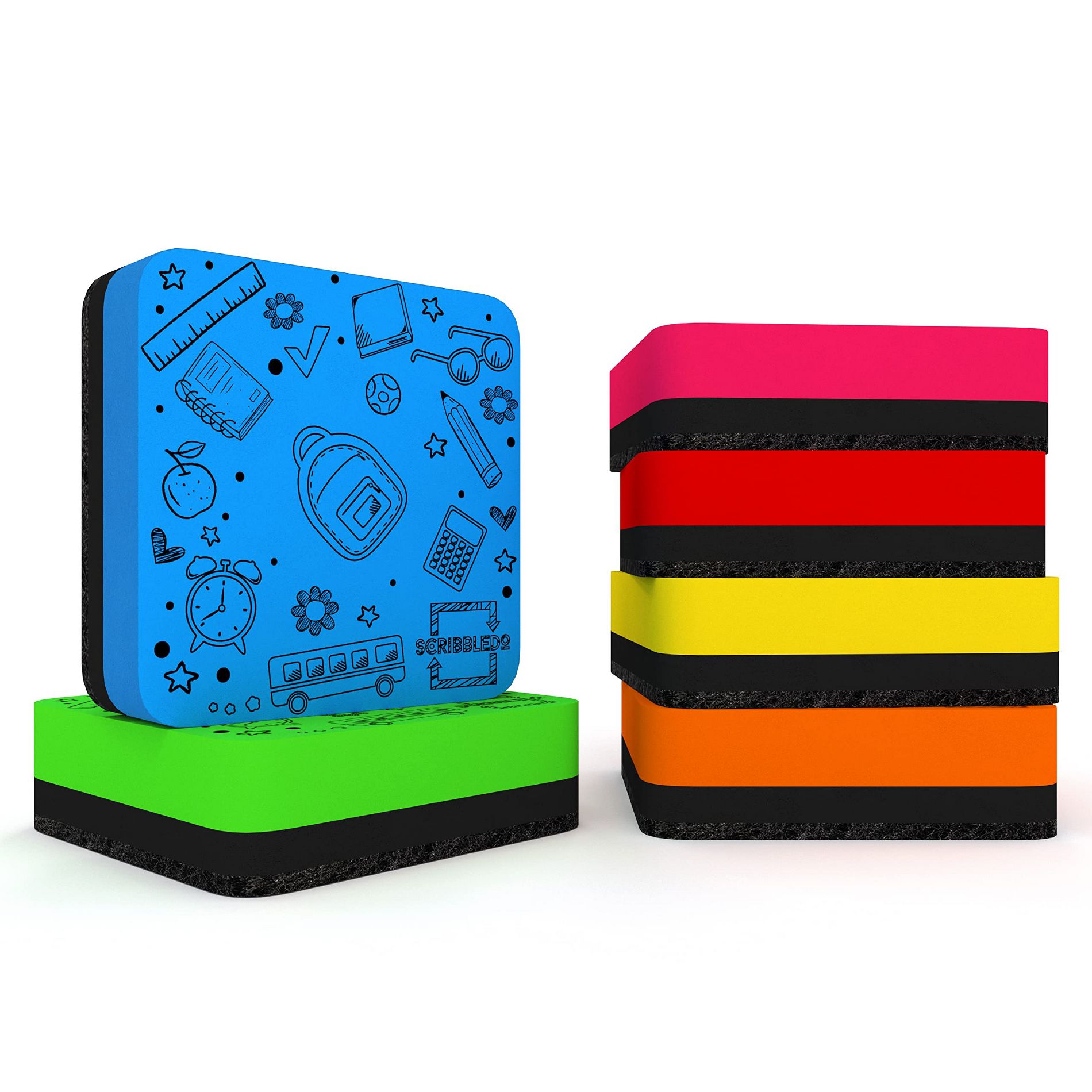 SCRIBBLEDO Small Magnetic Dry Erase Erasers 6 Pack