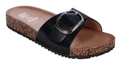 Gc Shoes Luna Black 6.5 Buckle Slide Footbed Sandals : Target