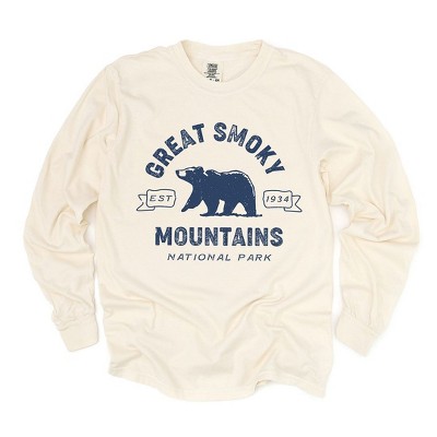 Simply Sage Market Vintage Great Smoky Mountains National Park Garment Dyed Long Sleeve - M - Ivory