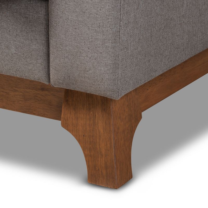 Sava Fabric Upholstered Walnut Wood 2 Seater Loveseat Gray - BaxtonStudio, 4 of 11