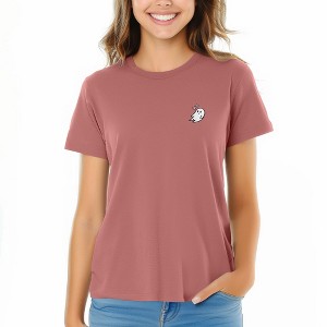 DALIX Heartly Ghost Embroidered Soft Cotton Short Sleeve T Shirt Womens - 1 of 4