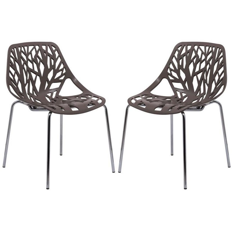 LeisureMod Asbury Open Back Plastic Stackable Dining Side Chair, Set of 2, 1 of 10