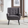 Vynxaria Gray 34.6"H Modern Linen Accent Chair with Black Legs for Indoor Spaces - 3 of 4