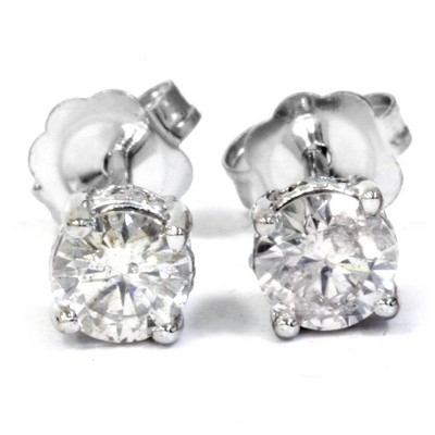Pompeii3 1/2ct Diamond Vintage Style Studs 14K White Gold