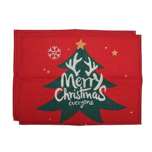 Unique Bargains Christmas Place Mats Linen Red White 13"x17.7" 2 Pcs - 1 of 4