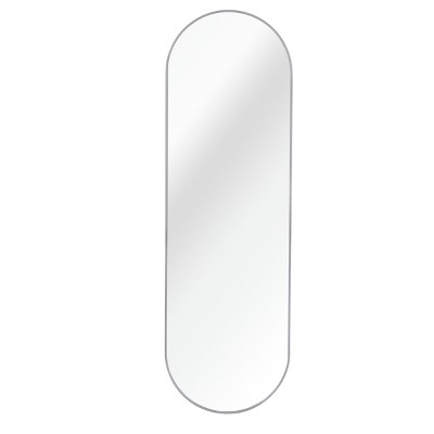 GlasFlength Full Length Mirrors Simple Oval Mirror Vanity Mirror Accent Mirror Metal Frame Mirror for Living Room, Silver, 20"*1.1"*63"