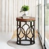 Lirago Brown Round End Table MDF Metal Frame 17.72"D x 17.72"W x 23.62"H Industrial Side Table Storage Shelf - 4 of 4
