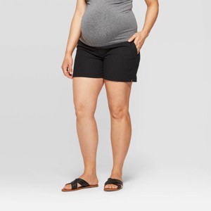 Maternity Pull-On Adjustable Band Twill Shorts - Isabel Maternity by Ingrid & Isabel Black L, Women