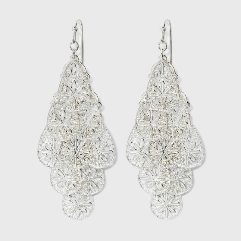 Filigree Kite Drop Earrings - A New Day&#8482; Silver, 1 of 8