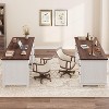 Executive Desk with Drawers, Farmhouse Home Office Desk with Charging Station, 53.54" Wooden Computer Desk with File Cabinet Storage,White Walnut - 4 of 4