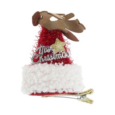 Unique Bargains Christmas Hair Clips Star Elk for Christmas 3.54"x2.36" Red White 1 Pc