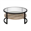 Black and Bronze Round Metal Coffee Table with Wood Oak Shelf - Henn&Hart - 2 of 2