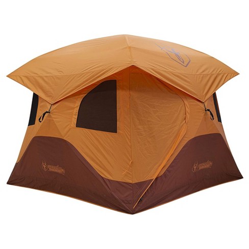 Gazelle T4 Extra Large 4 Person Capacity Portable Pop Outdoor Shelter Camping Hub Tent With 2 Doors And 6 Windows, Orange :