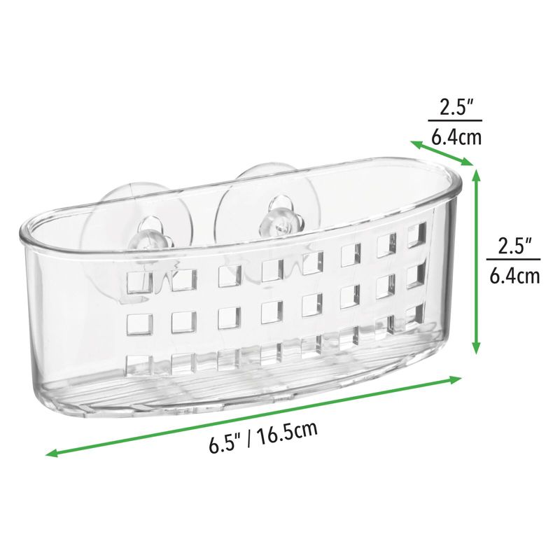 mDesign Plastic Suction Shower Caddy Storage Basket - Soap/Sponge Holder, 4 of 7