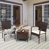 Costway 3PCS Patio Rattan Furniture Bistro Set Wood Side Table Stackable Chair - image 3 of 4