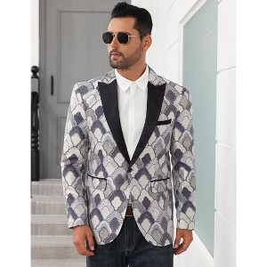 Men's Dress Party Floral Suit Jacket Notched Lapel Slim Fit Two Button Stylish Blazer - 1 of 4