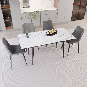 NicBex Extendable Dining Table Set for 4 Person,Modern 63 Inch Rectangle Kitchen Table with 4 Upholstered Side Chairs,Metal Legs - 1 of 4