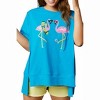 Women's Fun Flamingo Sequin Patch Tee - FANTASTIC FAWN - 3 of 3