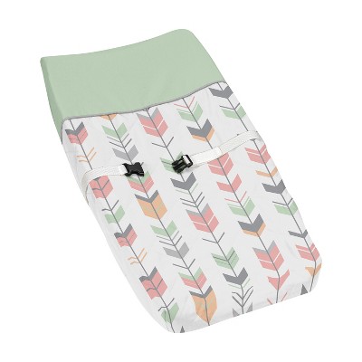 Image of Sweet Jojo Designs Girl Changing Pad Cover Mod Arrow Pink Green and Grey