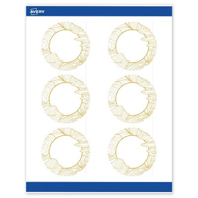 Avery Round Labels, Gold Florals, 3" Diameter, 60 Total