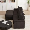 GDFStudio Macaulay Modern Wood and Corduroy Upholstered L-Shaped 3-Seat Sectional Sofa with 8 Pillows and 2 Armrest Storage - 4 of 4