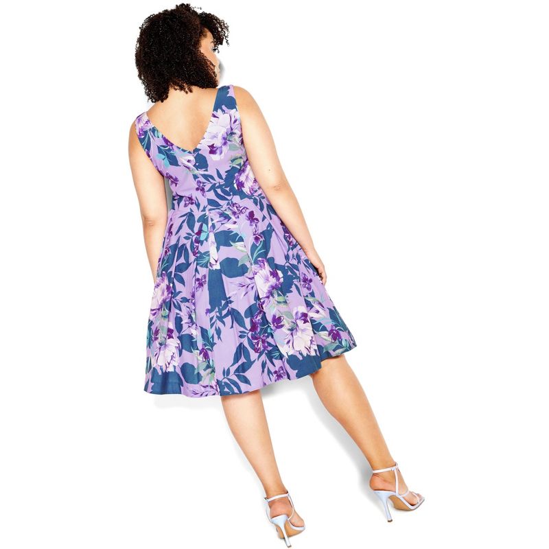 Women's Plus Size Hydrangea Print Dress - lilac | CITY CHIC, 4 of 7