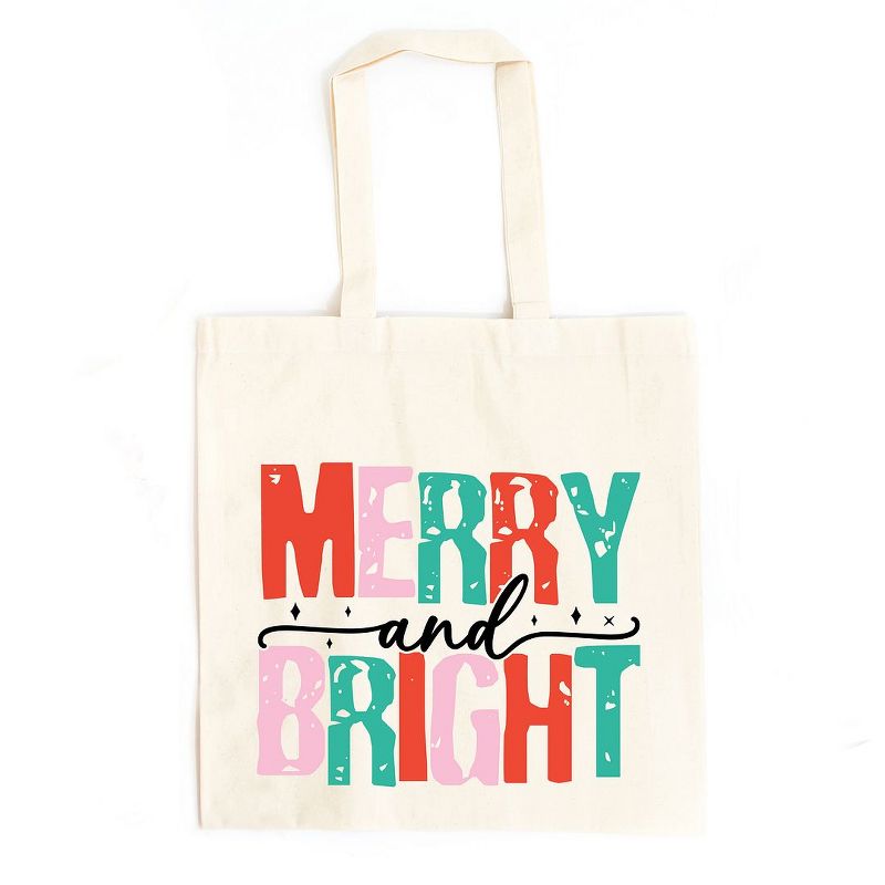 City Creek Prints Merry And Bright Colorful Canvas Tote Bag - 15x16 - Natural, 1 of 3