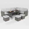 7 Piece Outdoor Sectional Sofa with Dining Table,Outdoor Sectional Dining Table Set,PE Rattan Outdoor Furniture with Dining Table with Ottoman - 2 of 4