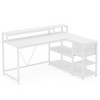 JUJABU 55-Inch L-Shaped Home Office Desk with Monitor Riser, Drawers, Storage Shelves - 2 of 4