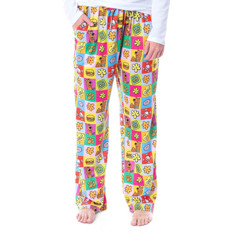 Scooby-Doo Womens' Relp Paw Print Square Icons Sleep Pajama Pants Multicolored, 1 of 5