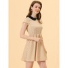 INSPIRE CHIC Women's Peter Pan Collar Short Sleeves Contrast A-Line Polka Dots Dress - 3 of 4