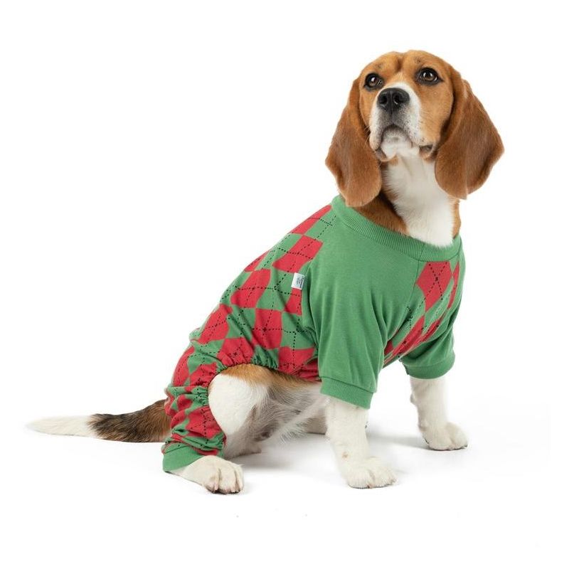 Leveret Dog Cotton Argyle Christmas Pajamas, 2 of 3