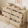 Modern 6-Drawer Wood Dresser, Double Drawer Storage Chest for Bedroom, Living Room & Nursery, Black and Natural - 3 of 4