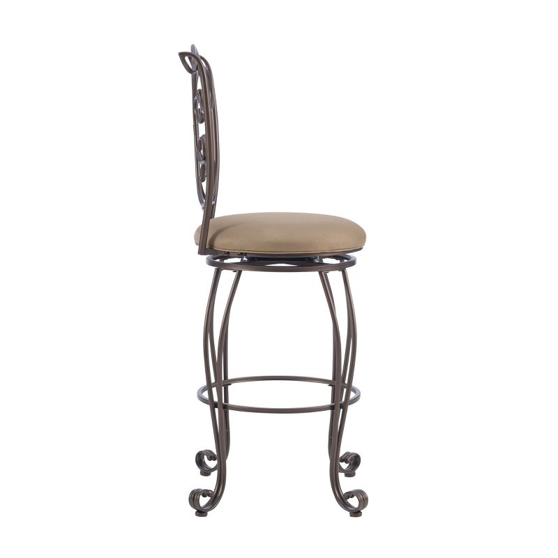 30&#34; Genna Back Faux Leather Swivel Seat Barstool Brown - Linon, 5 of 13