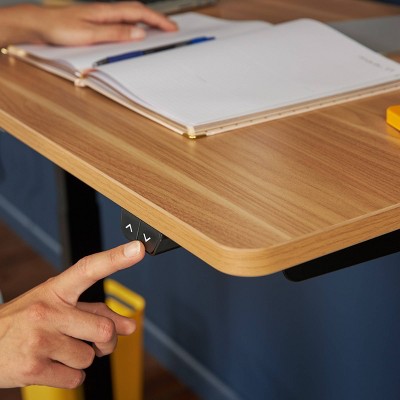 Sleek Adjustable Light Brown Wooden Ergonomic Standing Desk