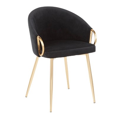 Claire Contemporary and Glam Dining Chair Black Velvet - LumiSource