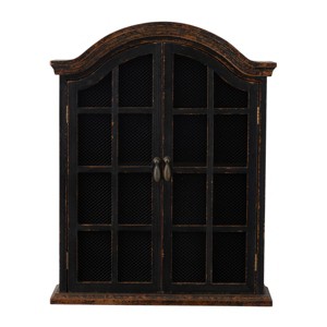 28"x22" Traditional Wood Wall Shelf with Arched Shutter Doors - Olivia & May - 1 of 4
