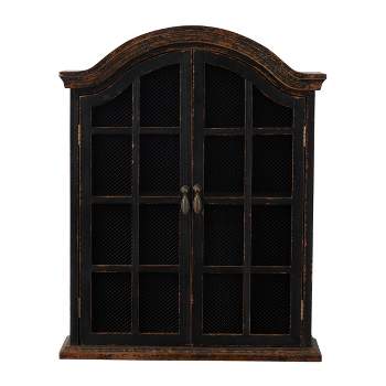  28"x22" Traditional Wood Wall Shelf with Arched Shutter Doors - Olivia & May