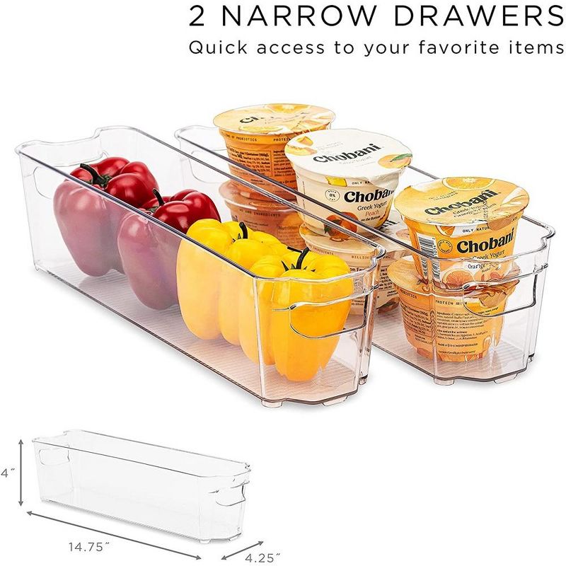 Sorbus Fridge Bins and Freezer Bins Refrigerator Organizer Stackable Storage Containers BPA-Free Drawer Organizers for Freezer and Pantry (Pack of 6), 4 of 15