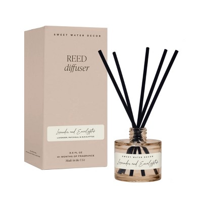 Sweet Water Decor Lavender and Eucalyptus Tinted Glass Reed Diffuser - 3.5oz