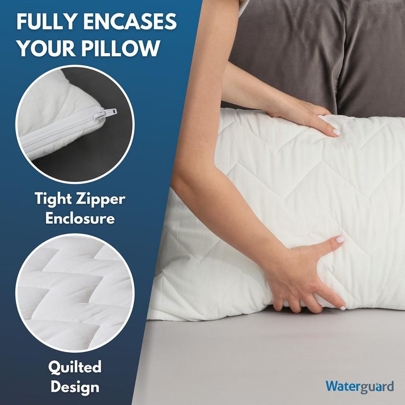 Waterguard Quilted Waterprof Cotton Top Pillow Protector Set of 4 White, 3 of 10